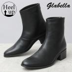 glabella ヒールブーツ メンズ ショートブーツ 無地 シンプル 黒 おしゃれ バックジップ メッシュ素材 フェイクレザー イージーケア