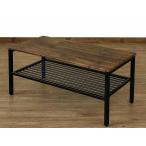 [送料無料・カード・前払限定]棚付センターテーブル　約W90×D45xH41cm　アンティークブラウン＊ダイニング用、食卓用、作業台や事務机、パソコンテーブルにも