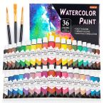 Shuttle Art 水彩絵の具 36色セット 透明水彩 12ml チューブ 大人の塗り絵 水彩画 お絵描き 美術 画材セット 学校用 幼稚園