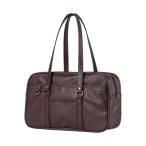 ショッピングボストンバッグ 大型 [YOBLUELO] スクールバッグ 革 スクバ 合皮 女子 高校生 大容量 肩紐長い イヤホンマークなし 茶色 黒 背負える (茶色(大きい)