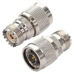 BOOBRIE Mメス(MJ)⇔Nオス N型-M型同軸コネクタ 変換アダプター 2個セット M型メス SO239/PL259/UHF コネクタ