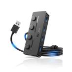 Aceele USB ハブ 5 USB ポート USB 3.0 ウルトラスリム ハブ ????????-?? 給電用ポート 独立スイッチ付き 上