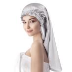 ショッピングナイトキャップ [LULUSILK] ナイトキャップ ロングヘア用 二重生地 筒型デザイン 光沢 朝まで脱落なし ヘアキャップ お休みキャップ 美髪 摩擦軽減