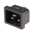 IEC коннектор мужской panel установка, зажим in установка 20A 1 пакет 5 штук RS Pro 896-2136 (63-8067-20)