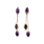 Yahoo! Yahoo!ショッピング(ヤフー ショッピング)ピアス ゴールド リーフ ラインストーン ロング パープル ピアス