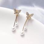 Yahoo! Yahoo!ショッピング(ヤフー ショッピング)ピアス  ゴールドカラー 蝶 2Ｗａｙ パール スタッド ピアス