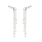 ピアス シルバー ロングチェーン パール ピアス
