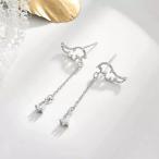 Yahoo! Yahoo!ショッピング(ヤフー ショッピング)ピアス シルバー925 ジルコニア 羽モチーフ 揺れる ロング チェーン スタッド ピアス
