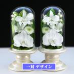 ショッピングプリザーブドフラワー 新盆 初盆 仏花 プリザーブドフラワー お供え 1対 仏壇用  御供 プリザーブドフラワー 白 花 アートフォーシーズン 【対デザイン Mini胡蝶蘭glass】