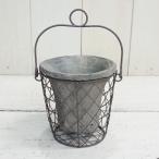 植木鉢 おしゃれ 素焼き モスポットカゴ付 1P 11cm 10cm 穴あり スチール プランター 鉢 室内 屋外 鉢植え 観葉植物 多肉植物 塊根