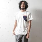 EVENFLOW(i-bmf low )EVEN FLOW FIN POCKET футболка белый × темно-синий M/L размер 