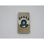  индеец ювелирные изделия NAVAJO группа ( Navajo группа ) зажим для денег ( Bear pau) серебряный, бирюзовый ручная работа 