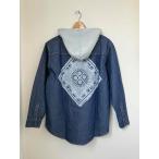 TURN ME ON( Turn mi- on ) тренировочные брюки с капюшоном . автомобиль n пятно - рубашка work shirt (BLUE) (MENS)M/L размер 