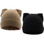 【並行輸入品】B&C.Room Cat Ears Hats Warm Wool Cable Knit Beanie Winter Caps f