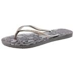 ショッピングhavaianas 【並行輸入品】Havaianas Slim Animals Flip Flops Steel Grey/Silver Bright 39/40