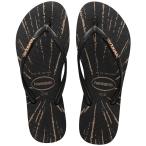 ショッピングhavaianas 【並行輸入品】Havaianas women slim metallic print sandal   black/rose gold met