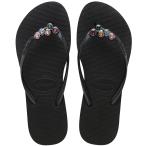 【並行輸入品】Havaianas レディース スリム フラットフォーム ラグジュアリー サンダル ビーチサンダル, ブラック, 9 10 Hav