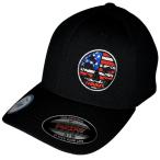 【並行輸入品】Flexfit Never Fade Black Hat Patriotic Circle Lrg/XL