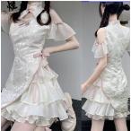 2024新作 セクシー チャイナ 服 ドレス ミニドレス 肩出し ロリータ風 ワンピース 衣装 コスチューム ドレス ハロウィン 衣装 パーティーグッズ 衣装