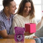 プリザーブドローズ付きアクリルベア クマのネックレスボックス ジュエリーボックス 枯れないバラの花束 置物 カラーローズ フラワーギフト