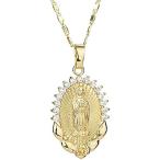 Cadena De Oro La Virgen de Guadalupe Virgen Maria Medalla 14K 襟 Joyeria Ca