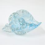巻貝 シェル ほら貝 貝 置物 オブジェ グラスシェル ガラス オーナメント インテリア 雑貨 ガラスのオブジェ ブルー 7688001