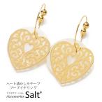 イヤリング レディース ハート透かしモチーフ＆白蝶貝　ノンホール