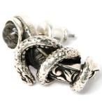 シルバー925スタッドピアス和柄和風大蛇スネーク天然石ブラックルチルクォー...