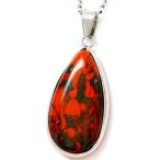 天然石ブラッドストーン雫涙ペンダントネックレス