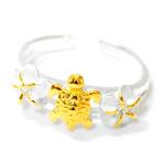  гавайская бижутерия кольцо на палец ноги ho numigame2 плюмерия цветок прозрачный циркон желтое золото пара цвет женский серебряный 925