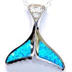 ハワイアンジュエリーペンダントネックレスオパールホエールテールクジラの尻尾...