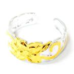  гавайская бижутерия кольцо на палец ноги плюмерия цветок прокрутить волна тропический желтое золото пара цвет женский серебряный 925