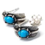 インディアンジュエリー スタッドピアス フェザー ターコイズ 天然石 羽 フェザー メンズ レディース シルバー925 両耳 ピアス