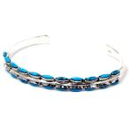 インディアンジュエリー バングル ブレスレット 天然石 ターコイズ 2ライン メンズ シルバー925