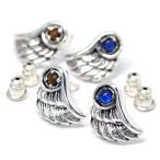 インディアンジュエリースタッドピアスイーグル鷲ウイング翼カイヤナイトタイガ...