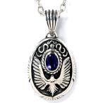 インディアンジュエリーペンダントネックレス天然石アイオライトイーグル鷲サン...