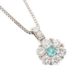 パライバトルマリン ダイヤモンド ネックレス Pt900 プラチナ