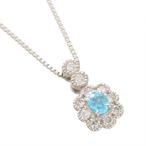 パライバトルマリン ダイヤモンド ネックレス Pt900 プラチナ ミル打ち