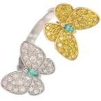 指輪 レディース 18金 K18 プラチナ パライバトルマリン リング ダイヤモンド イエローダイヤモンド ペアシェイプ Pt950 蝶 バタフライ