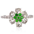 指輪 レディース リング プラチナ ダイヤモンド デマントイドガーネット カボション Pt950