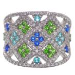 アウイナイト パライバトルマリン デマントイドガーネット リング プラチナ 指輪 ダイヤモンド 幅広