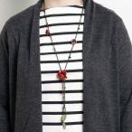 Yahoo! Yahoo!ショッピング(ヤフー ショッピング)ロングネックレス 花 皮製 ツタに咲いた花風 レディース Y字