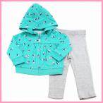 カーターズ Carter's パーカー パンツ 上下 2点セット ベビー服 キッズ 女の子 グリーン&ことり柄 9m 12m 18m 24m 3T(クロネコDM便可) 入園入学 新生児 服
