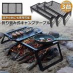 アウトドアテーブル 3台セット キャンプ テーブル 焚き火テーブル 55×30cm 折りたたみ フィールドラック キャンプ用品 フルメッシュミニテーブル