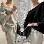 ニット オフショルダー レディース 長袖 オープンショルダー セータートップス フェミニン 着回し シンプル おしゃれ 大人 カジュアル