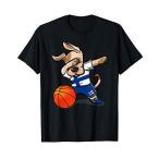 Funny Dabbing Dog Basketball かわいい犬フィンランドバスケットボールフィンランドの旗スポーツ Tシャツ