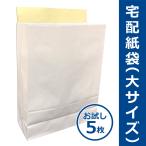 宅配紙袋 白色 大サイズ Lサイズ お試し5枚 テープ付き 厚手120g 日本製 宅配袋 梱包 配送 ポスト投函送料無料