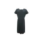 #apc シャネル CHANEL ワンピース 44 黒 チョコバー シルク キルティング 大きいサイズ プリーツ レディース [463042]