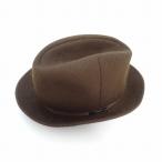 #anzh ボルサリーノ Borsalino 帽子 茶 ロゴ イタリア製 フェルト レディース [773740]