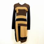 #wnc フェンディ FENDI ワンピース 42 黒 茶 キャメル色 ニット Vネック 大きいサイズ レディース [779056]